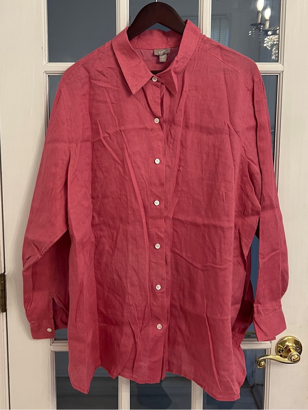 J. JILL Women’s Dark Pink 100% Linen Long Sleeve Button Down Shirt Plus Size 2X